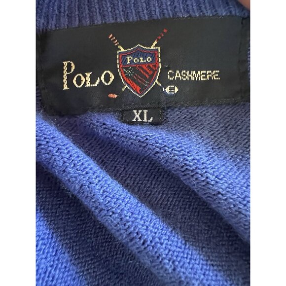 Vintage 90s Ralph Lauren Polo Cashmere purple blue cardigan XL preppy golf - Picture 4 of 9